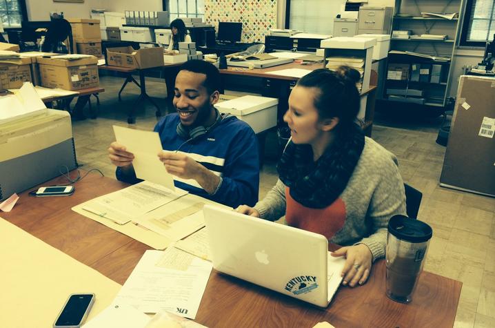 photo of interns working in Special Collections Learning Lab