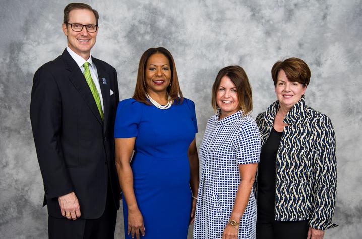 photo of UK Alumni Association officers Tim Walsh, Taunya A Phillips, Hannah Miner Myers and Mary Shelman