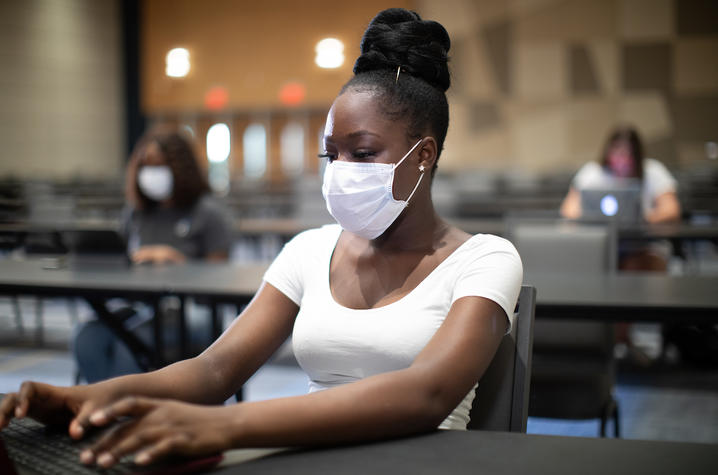 Photo of Student in class wearing mask
