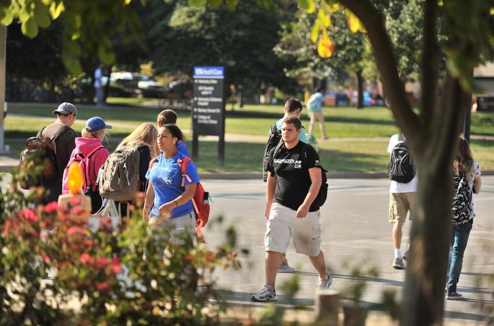 photo of students walking on campus