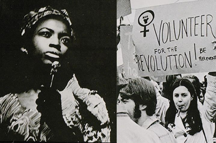 images from 1969-70 Kentuckian UK yearbook show UK students speaking out in support of women's rights.