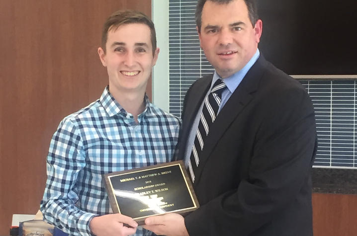 Winner of Brent Award, Bradley Wilson, with David Beach, director of the Disability  Resource Center 