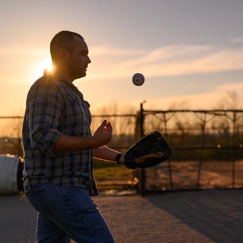 Playing softball in his spare time with friends in Wilmore is something Scott Evely has done for years. It is one of his favorite hobbies. Photo by Shaun Ring.