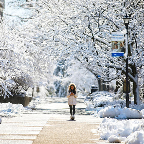photo of student in snow 