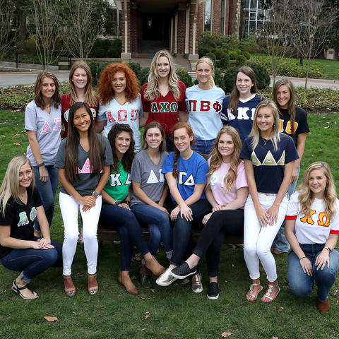 photo of members of 2017-18 Panhellenic Council in their letters