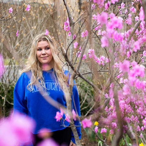 Aleah Archer, a UK healthcare patient who credits her care at UK's Multiple Sclerosis Center for helping her live a normal life as a college student, on March 23, 2021. Photo by Pete Comparoni | UKphoto