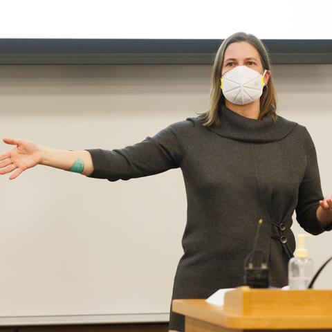 Courtney Lollar,  teaches in her law class on January 31, 2022. Photo by Mark Cornelison | UK Photo