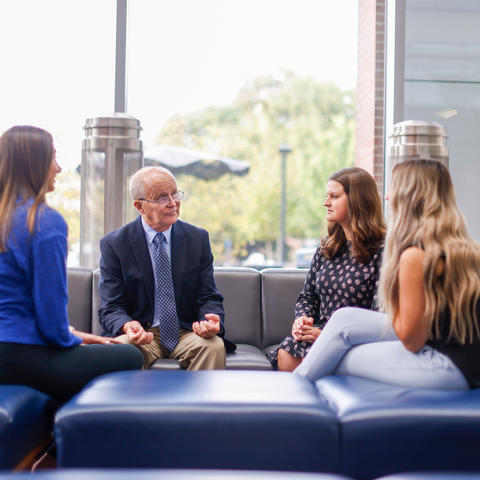 Robert Kuhn with members of PediaKATS, a group of pharmacy students he mentors. PediaKATS’s main effort is to advocate for the proper health education of pediatric patients and their caregivers in the greater Lexington area. Mark Cornelison | UKphoto