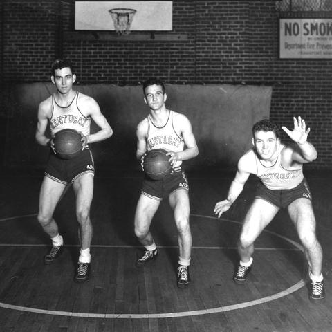 Kentucky Men's Basketball players in Alumni Gym