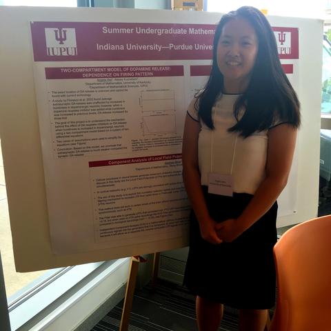 photo of Angela Wei presenting research as part of NSF-REU at IU