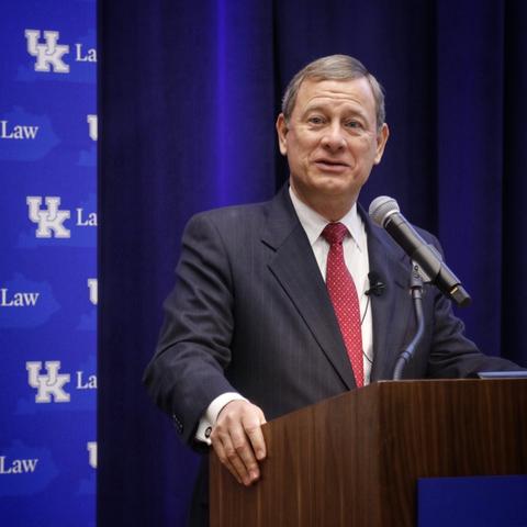 photo of Hon. John G. Roberts Jr., Chief Justice of the United States, speaking at UK