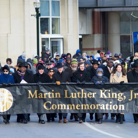 A recent Martin Luther King Jr. Commemoration march gets underway from Heritage Hall in the Lexington Convention Center.