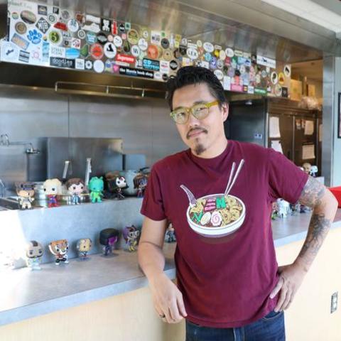photo of Dan Wu in his first Atomic Ramen restaurant at The Barn
