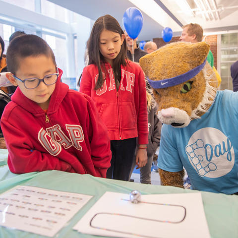 Photo of Children with the Wildcat at E-Day