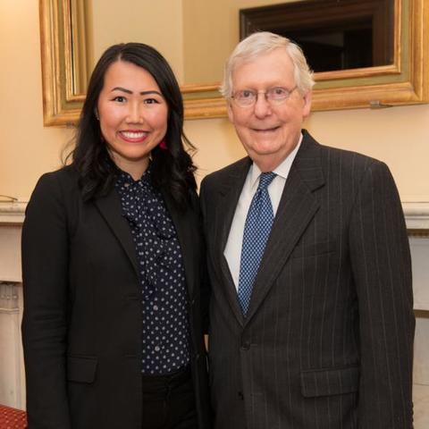 photo of Tiffany Ge and Mitch McConnell