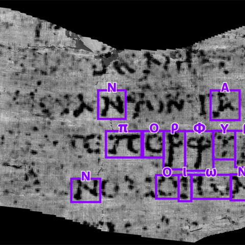 Photo of Herculaneum Scroll Characters and Text