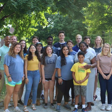 photo of Gaines Fellows with Melynda Price and her son at Shakertown 2019