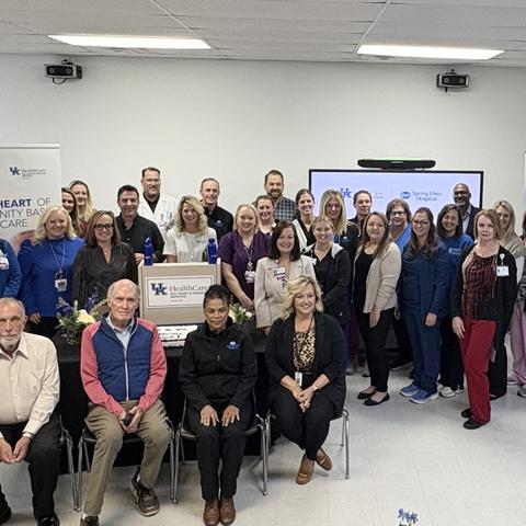 A group photo of attendees at the Spring View Hospital announcement