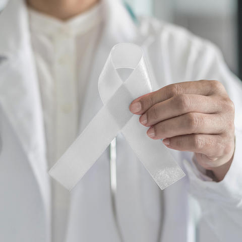 Lung cancer awareness ribbon