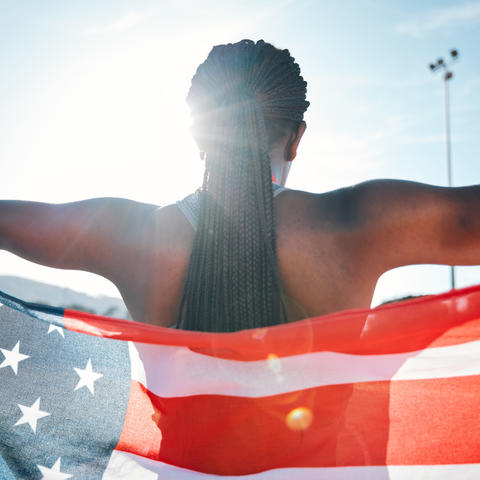 Photo of Runner with American Flag