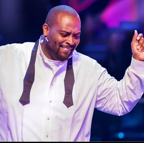 photo of web banner with Michael Preacely performing for "It's a Grand Night for Singing!" 2021