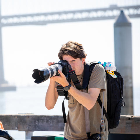  University of Kentucky student Jack Weaver photographs Brian Belknap during the 62nd Annual Hearst Journalism Awards Program Championship, organized by the William Randolph Hearst Foundation held in San Francisco from May 20-25, 2022.