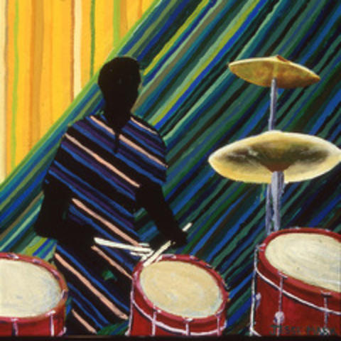Painting of person playing the drums