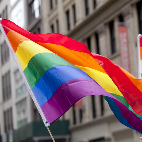 photo of multi colored flag symbolic of LGBTQ*