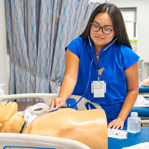 Jessica Borzansky demonstrates nursing skills