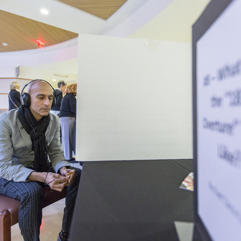 Photo of Jehangir Mehta at the 1812 Overture tasting station, Neurogastronomy Symposium 2016