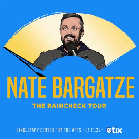 photo of Nate Bargatze "The Raincheck Tour" artwork