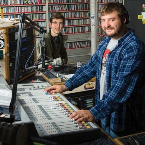 Photo of DJs in WRFL studio