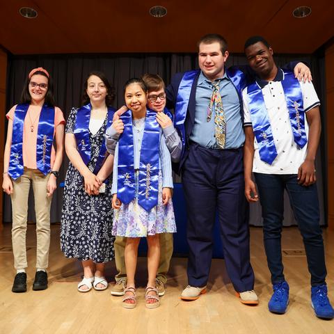UK HealthCare celebrated Karly, Ella, Elaine, Alvin, Richard and Daniel (left to right) as they became the first to graduate from Project SEARCH. Carter Skaggs | UKphoto