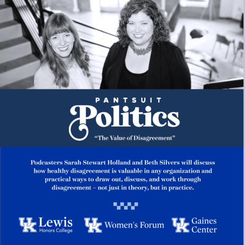 photo of poster for Women's Forum event with Pantsuit Politics