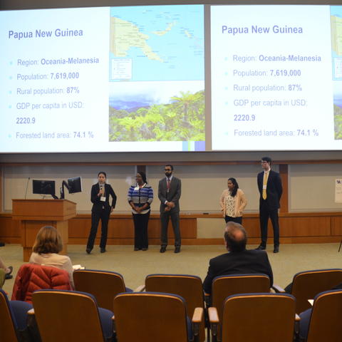 Photo of students presenting at previous Global Health Case Competition