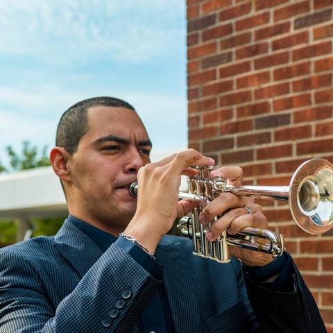 Adiel Nájera is on track to earn his Doctorate of Musical Arts in Trumpet Performance. Photo by UK HealthCare Brand Strategy.