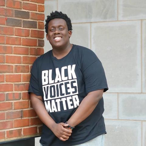 photo of Aaron Porter in Black Voices Matter T-shirt