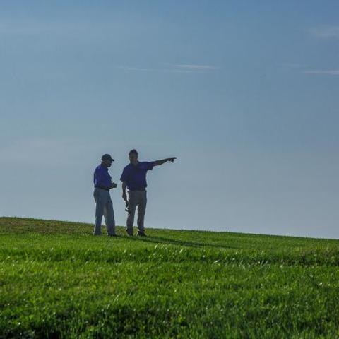 Two farmers on field