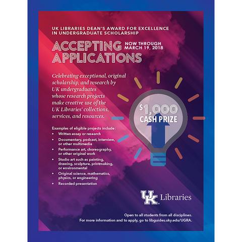 photo of UK Libraries Dean's Scholarship poster