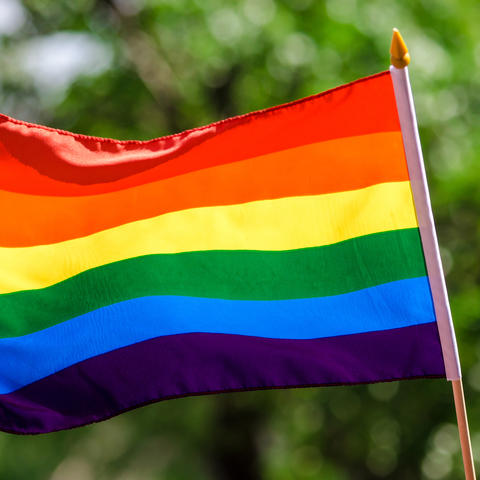 photo of rainbow colored flag