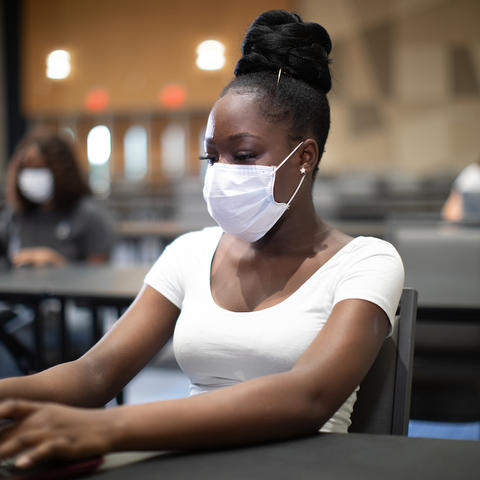 Photo of Student in class wearing mask