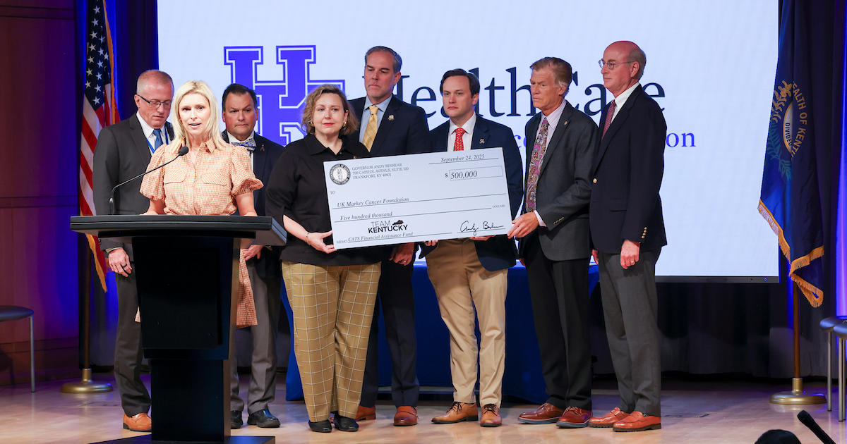 First Lady Britainy Beshear, Kentucky Pediatric Cancer Research Trust Fund presents grant for childhood cancer patients at UK