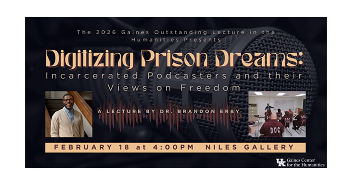 Brandon Erby to present Gaines Lecture for Outstanding Research on incarceration and digital storytelling