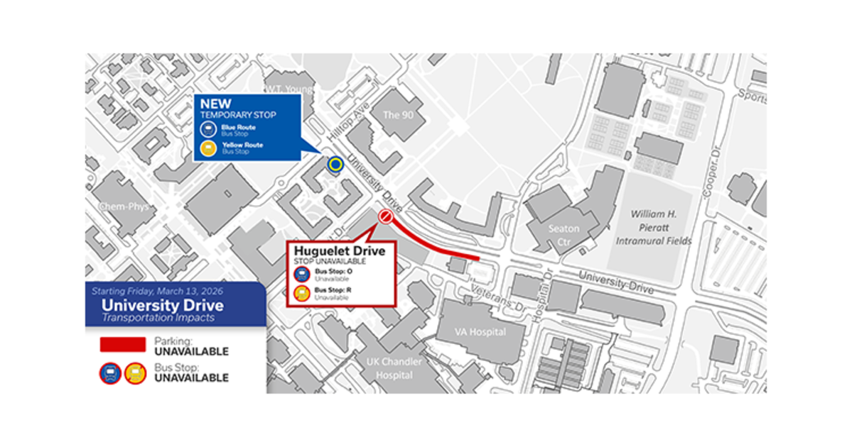Upcoming parking and transit impact: University Drive