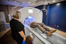 Man getting CT screen for lung cancer