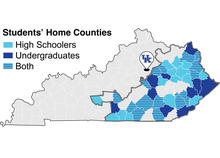 Map of Kentucky showing Appalachian counties
