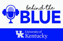 Behind the Blue banner, click to listen to podcast