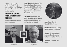 2025 flyer for the First Amendment Address and James Madison Award presentation