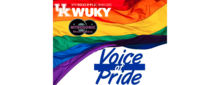 WUKY poster with "Voice of Pride" against LGBTQ* flag