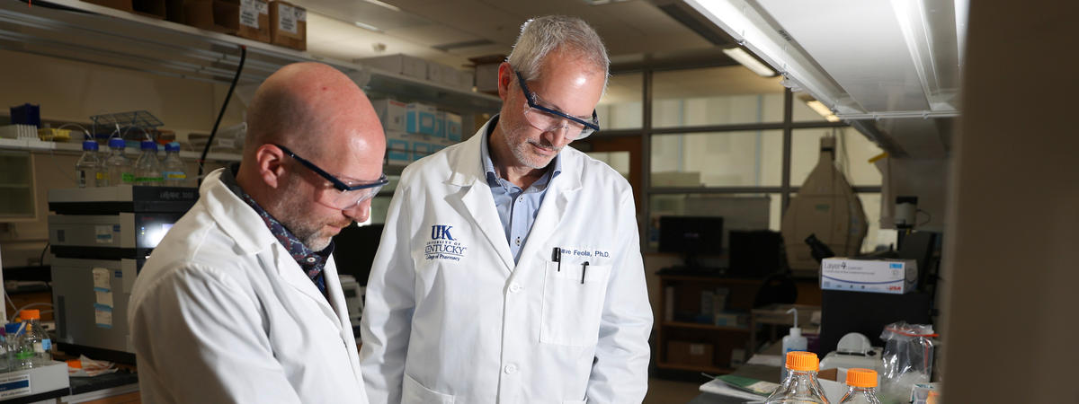 Vincent Venditto, Ph.D., and Dave Feola, Pharm.D., Ph.D.,  have been awarded a two-year $1 million grant from the National Institutes of Health (NIH) to develop a new therapy for post-heart attack inflammation. Carter Skaggs | UK Photo